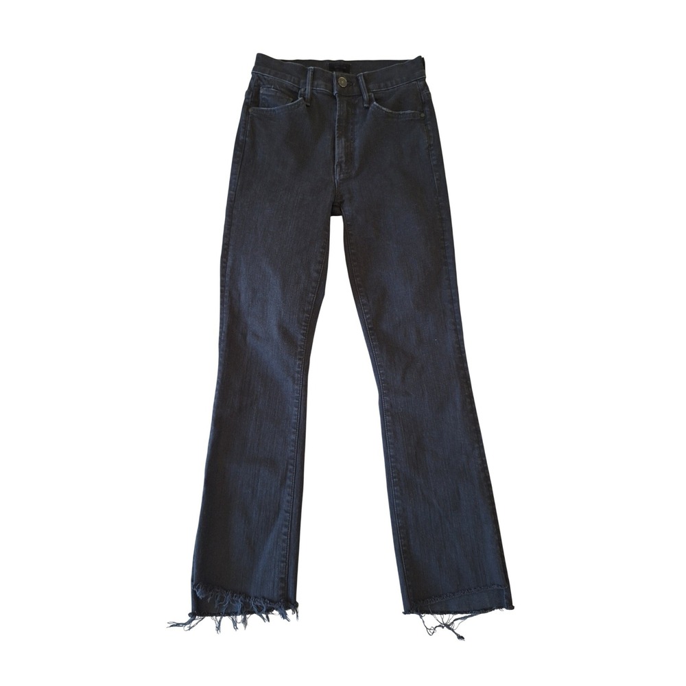 Mother The Insider Crop Step Fray Jeans Not Guilty Black Size 23‎ High Rise Slim